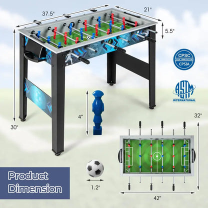 Freestanding Foosball Table with Dual Footballs & Smooth-Rolling Rods for Home Recreation