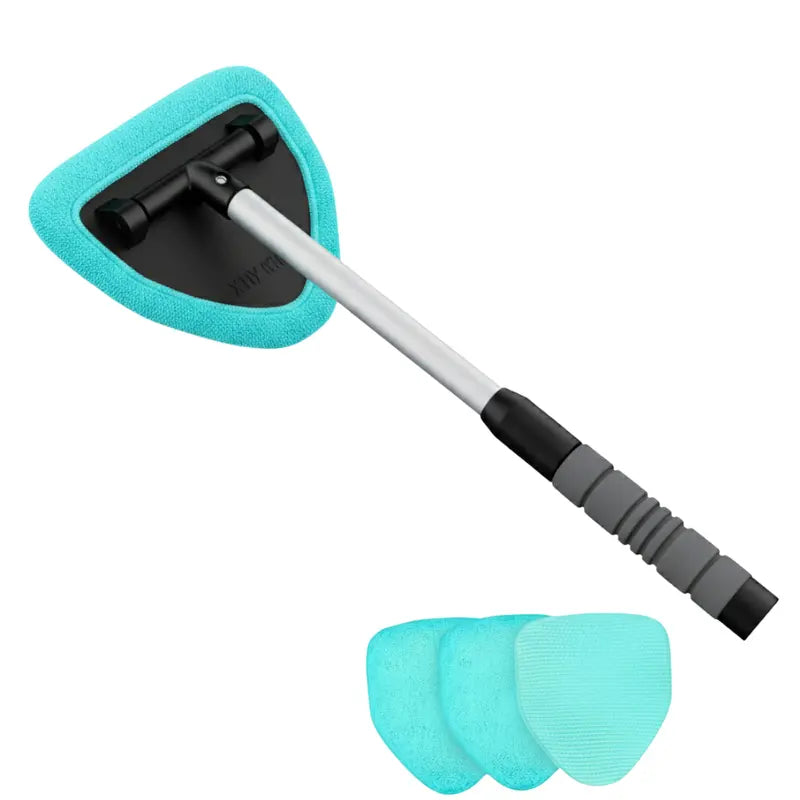 Windshield Cleaning Kit with Extendable Handle and Four Reusable Microfiber Pads