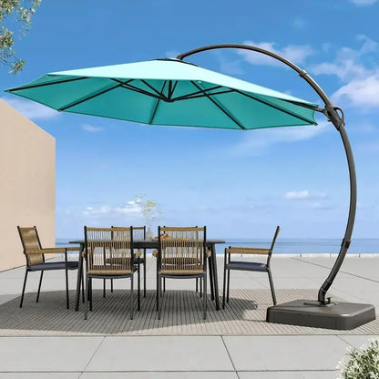 LAUSAINT HOME Cantilever Patio Umbrella  11-Foot Curved Deluxe Shade with Included Base