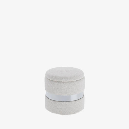 Pouf rond bouclette & métal argenté avec rangement