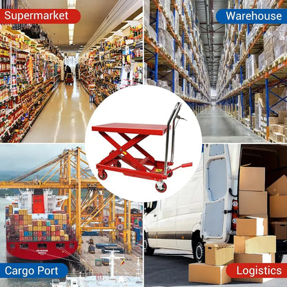 500 lb Hydraulic Double-Scissor Lift Table  30″ Max Height, 4-Wheel Mobility & Non-Slip Surface