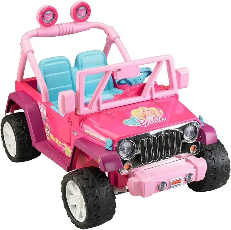 Power Wheels Barbie Jammin’ Jeep Wrangler  Ride-On Vehicle for Kids with Realistic Styling & Sounds
