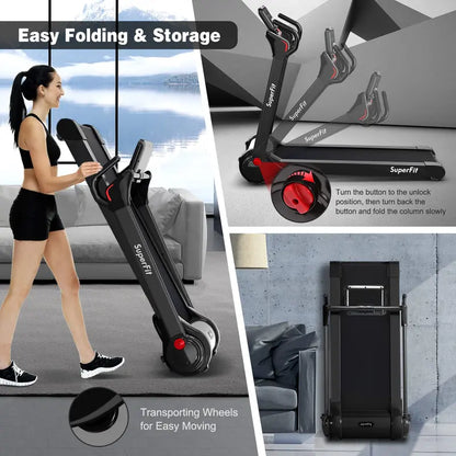 Electric Folding Treadmill  2.25HP Superfit Model with Bright LED Display and Space-Saving Design