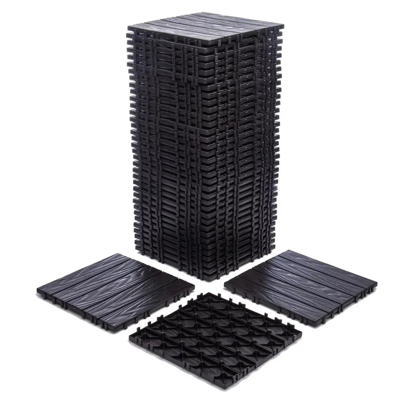 76-Pack Interlocking Plastic Deck Tiles  68.8 Sq. Ft. All-Weather, Waterproof Outdoor Flooring