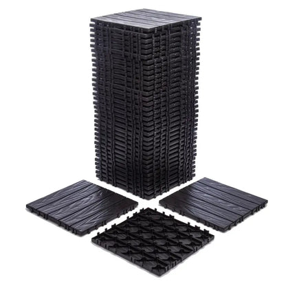 76-Pack Interlocking Plastic Deck Tiles  68.8 Sq. Ft. All-Weather, Waterproof Outdoor Flooring