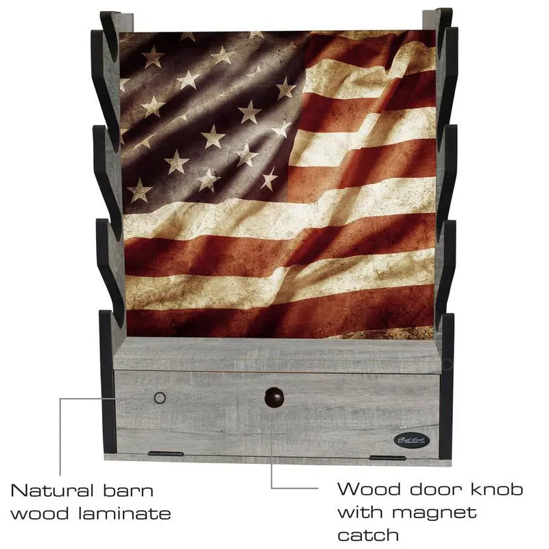 Rush Creek Creations Americana 4 Gun Wall Rack with Storage 38-4047