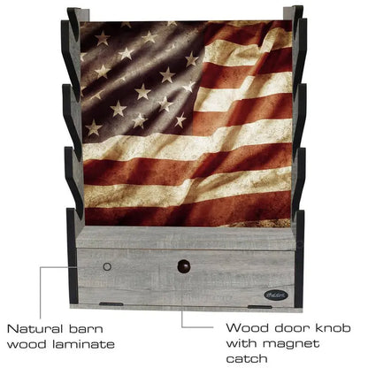 Rush Creek Creations Americana 4 Gun Wall Rack with Storage 38-4047