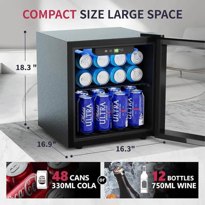 126-Can Beverage Refrigerator Cooler  Glass-Door Mini Fridge for Soda, Beer & Wine  Silver with Adjustable Shelves