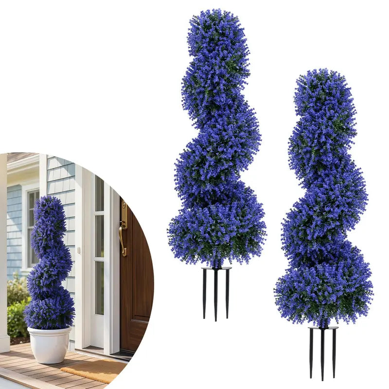 Set of Two 3-Foot Realistic Fake Rose Bushes  UV-Protected Outdoor Faux Plants with Ground Spikes