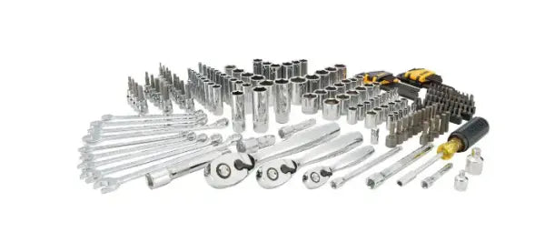 200-Piece Polished Chrome Mechanics Tool Set with 1/4″, 3/8″, and 1/2″ Drive Sizes