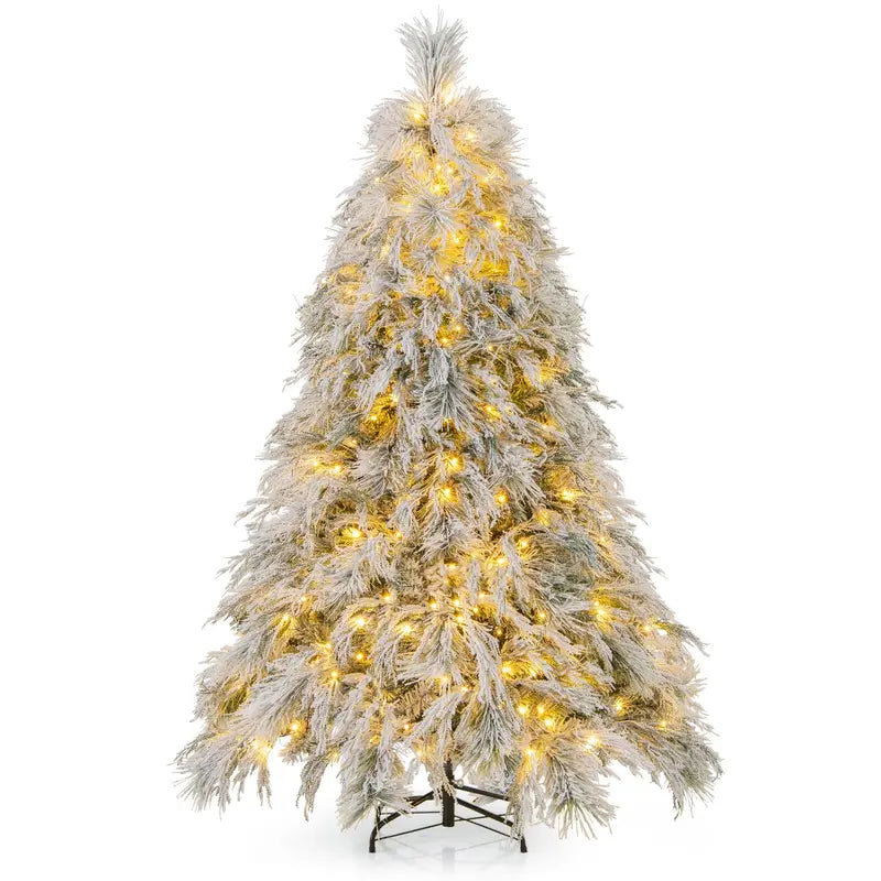 6-Foot Snow-Flocked Pre-Lit Christmas Tree  Realistic PVC & Pine Needle Blend with Hinged Construction
