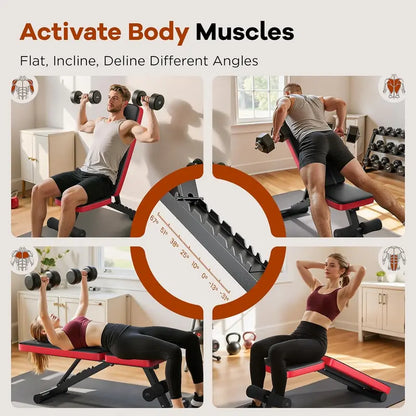 Heavy-Duty Foldable Weight Bench  8-Position Adjustable Home Gym Bench with 660 lb Capacity