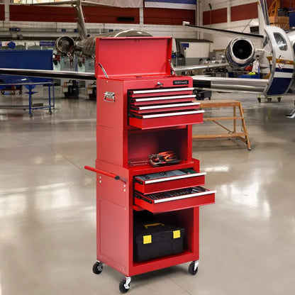 6-Drawer Heavy-Duty Rolling Tool Chest with Adjustable Riser Base