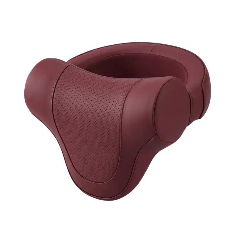 Ergonomic Car Headrest Neck Pillow with Contoured Memory Foam & PU Leather