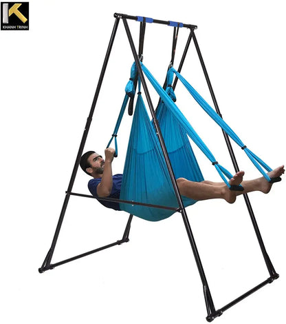 Air Yoga Starter Kit  Includes Adjustable Aerial Hammock + Foldable KT Swing Stand Frame