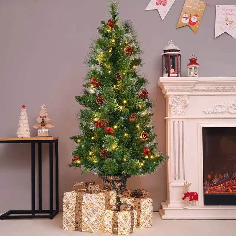 5-Foot Pre-Lit Tabletop Christmas Tree  Compact Artificial Entrance Fir with 100 Energy-Efficient LEDs