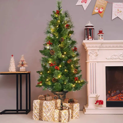 5-Foot Pre-Lit Tabletop Christmas Tree  Compact Artificial Entrance Fir with 100 Energy-Efficient LEDs