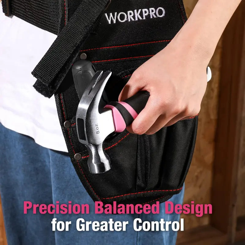 WORKPRO 8-Ounce Fiberglass-Handle Claw Hammer  Pink Ribbon Design