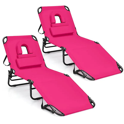Adjustable Beach Chaise Lounge with UV-Resistant Fabric
