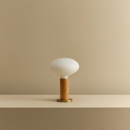 Knuckle Table Lamp in Oak + Oval Dim to Warm