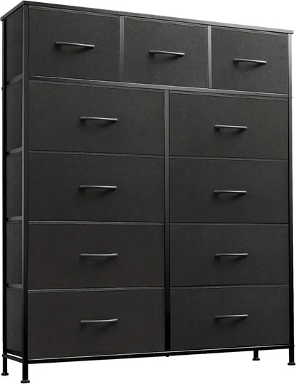 11-Bin Tall Fabric Storage Tower  Steel-Frame Organizer Unit with Stackable Drawers & Soft Bins