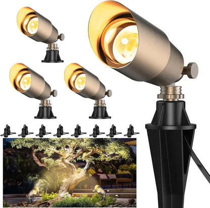 12-Pack Brass Landscape Uplights  12V Low-Voltage LED Spotlights for Gardens, Patios & Pathways (Bulbs Not Included)
