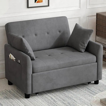 Compact 3-in-1 Loveseat Sleeper Sofa  Pull-Out Convertible Couch for Small Living Areas