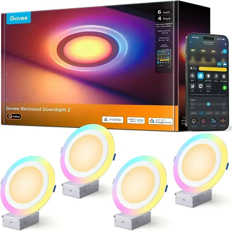 6″ Dimmable Smart Canless Recessed Light  1100LM Brightness, Integrated Junction Box