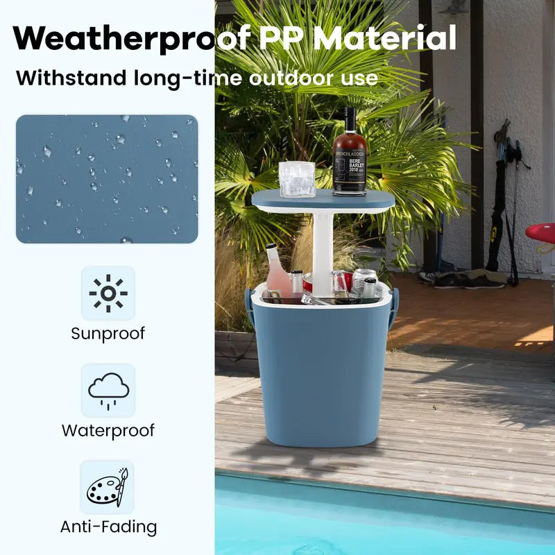 All-Weather Cooler Table  Portable 4-Gallon Beverage Chiller with Integrated Handle