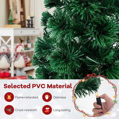 6-Foot Pre-Lit Fiber Optic Christmas Tree  Decorative Lighted Tree with Top Star, 230 Branch Tips & Metal Stand