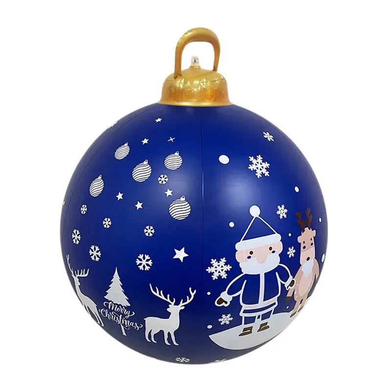 24″ Giant Durable PVC Christmas Inflatable Ball Ornament  Outdoor Yard Decoration