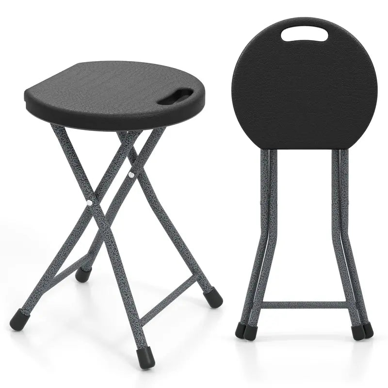 Collapsible Round Folding Stool with Carry Handle — Ideal for Fishing, Hiking & Gardening