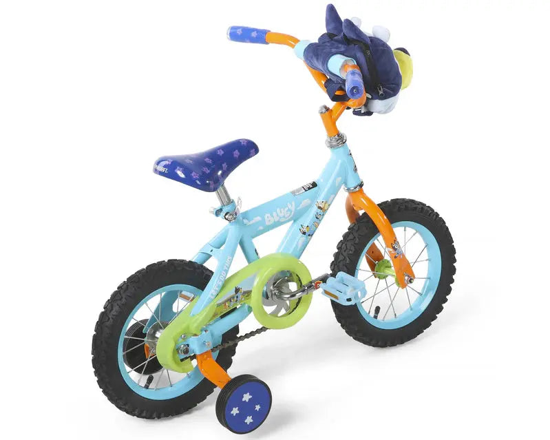 Bluey 12-Inch BMX Bike for Toddlers  Steel Frame Kids’ Bicycle with Coaster Brake, Training Wheels & Plush Carry Bag (Ages 35)