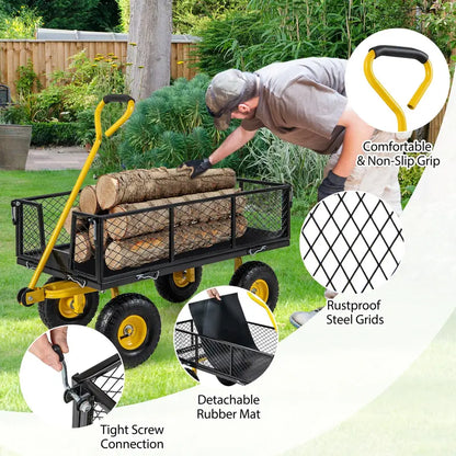 Heavy-Duty Utility Garden Wagon  900 lb Capacity Outdoor Cart with 4 Removable Side Panels (43″ × 21″ × 36″)
