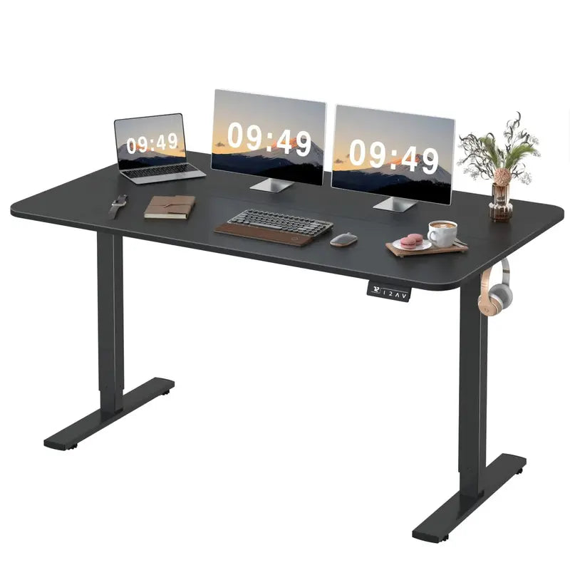 Furmax Electric Adjustable Standing Desk, 55″x24″, Memory Lift, Large Wood Desktop, Quiet Motor