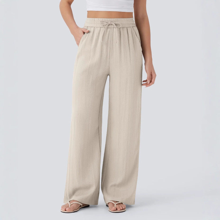 Pantalon Large Fluide à Cordon