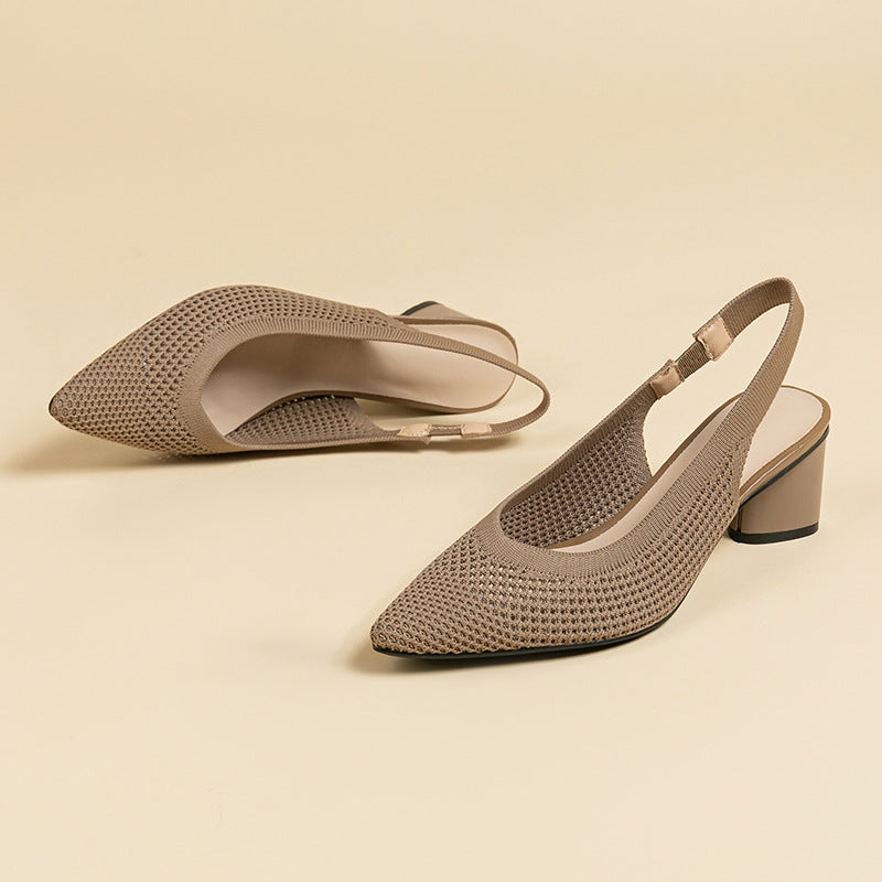 Chaussures à Talons Blocs et Bout Pointu