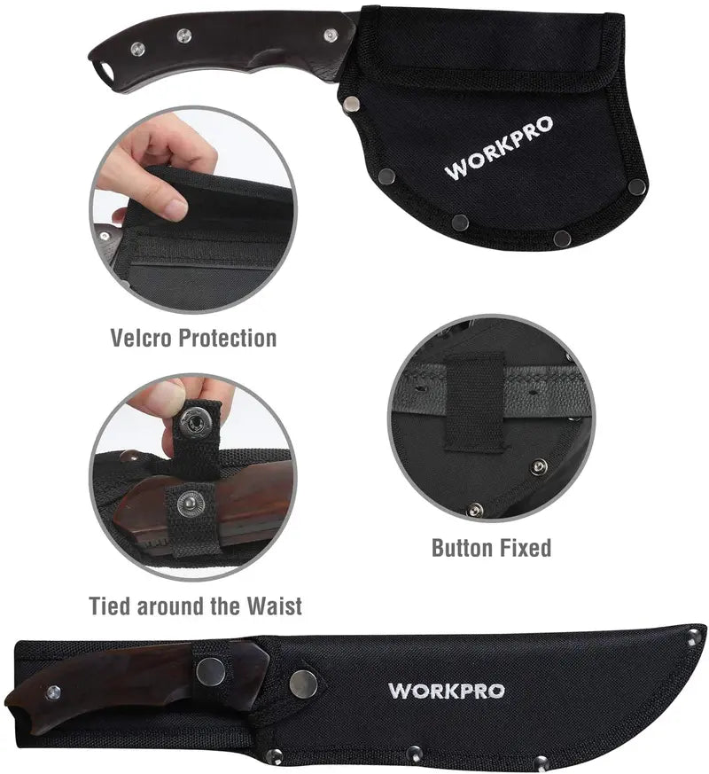 WORKPRO Full-Tang Axe and Fixed-Blade Knife Set with Nylon Sheath