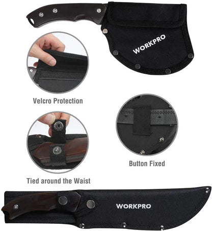 WORKPRO Full-Tang Axe and Fixed-Blade Knife Set with Nylon Sheath