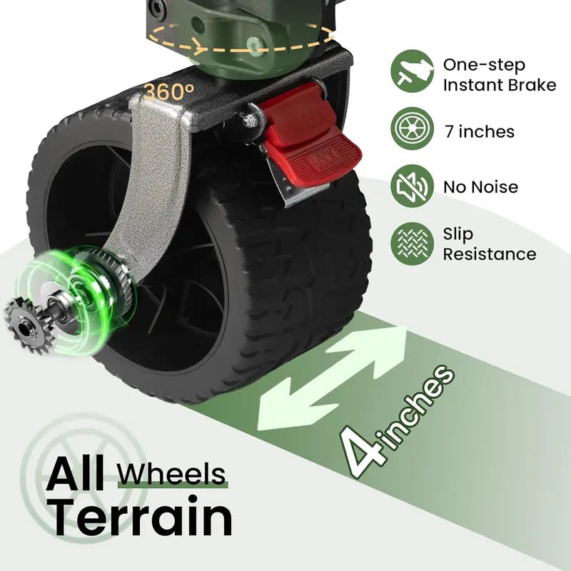46″ Extended Foldable Double-Decker Cart  500 lb Capacity All-Terrain Utility Wagon with Reinforced Frame