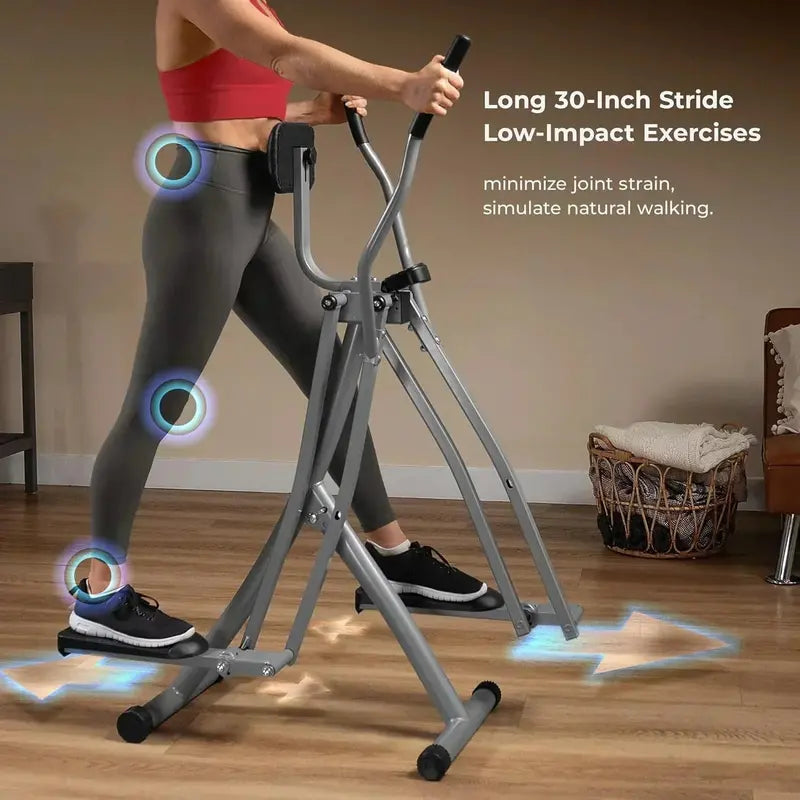 Sunny Health & Fitness Smart Air Walker  Low-Impact Elliptical with 30-Inch Stride & Glider Motion