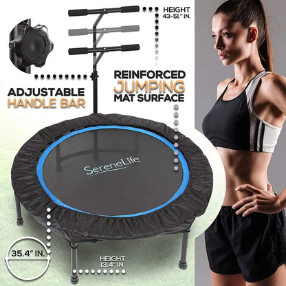 SereneLife 40¡ä Indoor Outdoor Fitness Cardio Sports Trampoline with Handrail