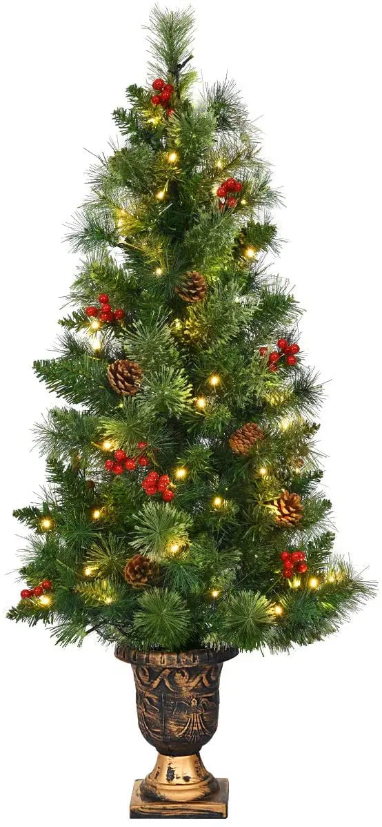 5-Foot Pre-Lit Tabletop Christmas Tree  Compact Artificial Entrance Fir with 100 Energy-Efficient LEDs