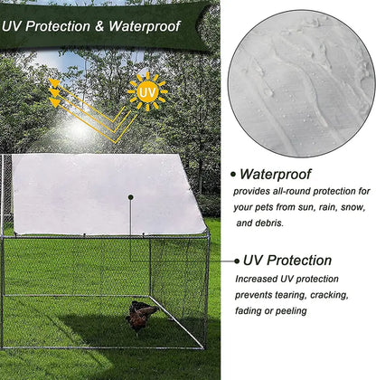 Large Chicken Coop Metal Chicken Runs for Yard, 10′ Walk in Chicken Coop Cage Chicken Pen Poultry Cage with Waterproof and Anti-UV Cover Heavy Duty Rabbit Hutch Duck Cage for Outdoor, Backyard and Farm