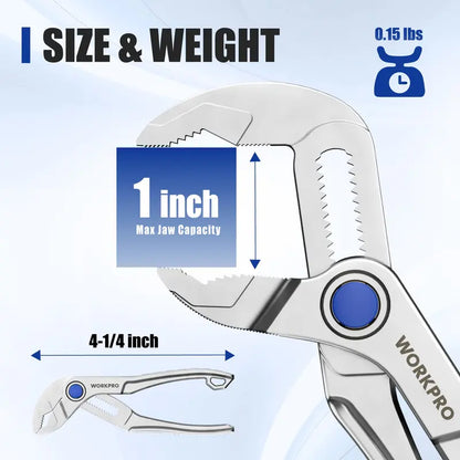 WORKPRO 4-Inch Compact Water Pump Plier for Tight-Space Plumbing and Maintenance Tasks