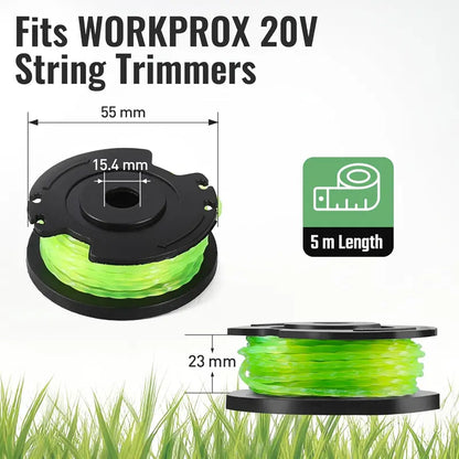 WORKPROX Star-Shaped Trimmer Line  16.4-Foot Green Nylon Spool (0.055″ Diameter, 3-Pack)