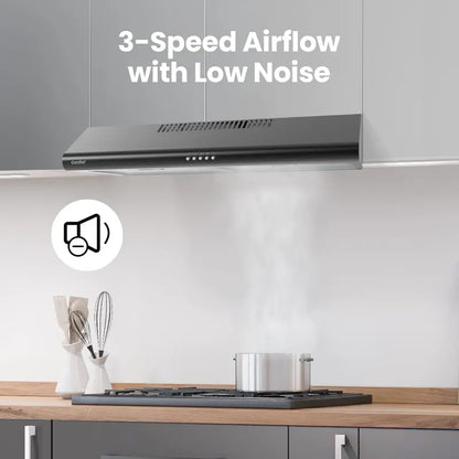 COMFEE’ 30″ Under-Cabinet Range Hood  Slim Ducted/Ductless Vent with Reusable Stainless Filter