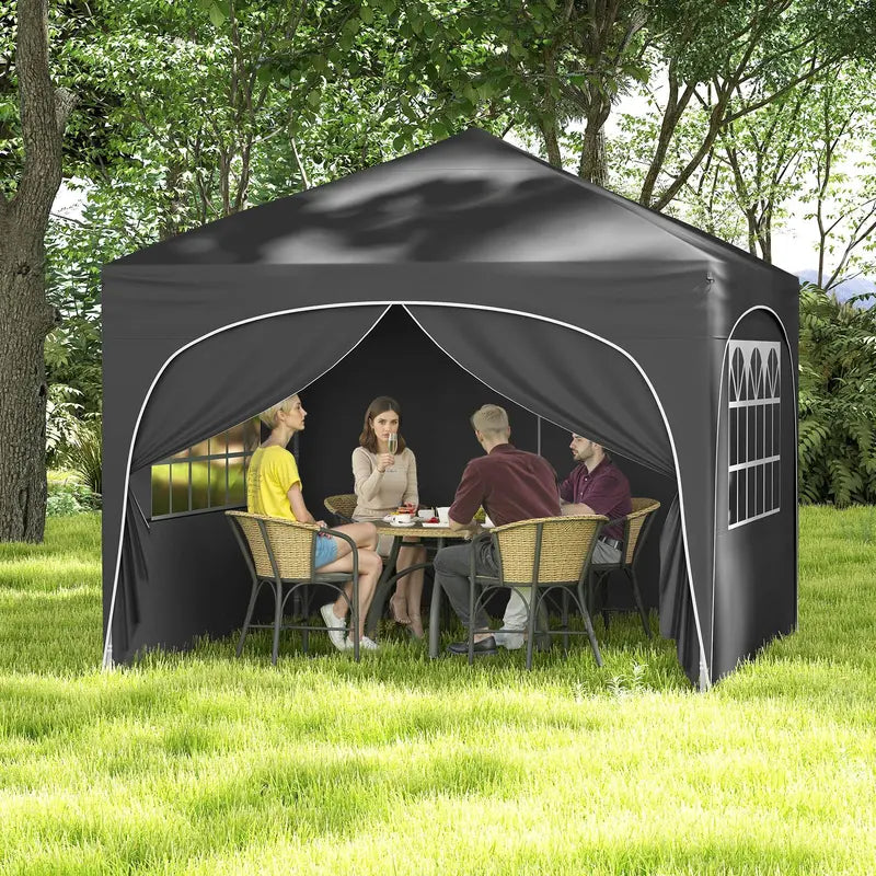 10′ x 10′ Pop-Up Canopy Tent with Four Zippered, Removable Sidewalls