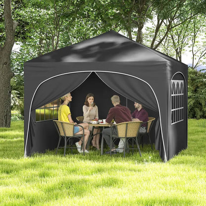 10′ x 10′ Pop-Up Canopy Tent with Four Zippered, Removable Sidewalls
