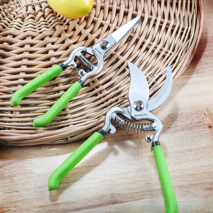 WORKPRO Dual-Purpose Pruning Shears Set  8″ Bypass & Straight-Blade Hand Clippers